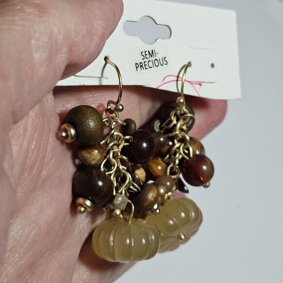 **Sale** Cato Gold Tone Semi-precious Stone Dangling Earrings - Picture 4 of 13
